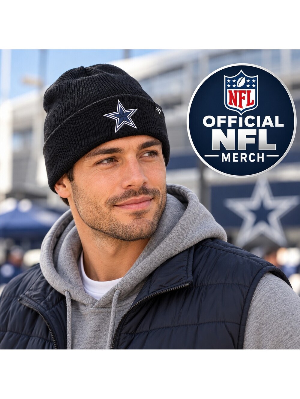Dallas Cowboys ’47 Brand Black Knit Beanie – Official NFL Merch